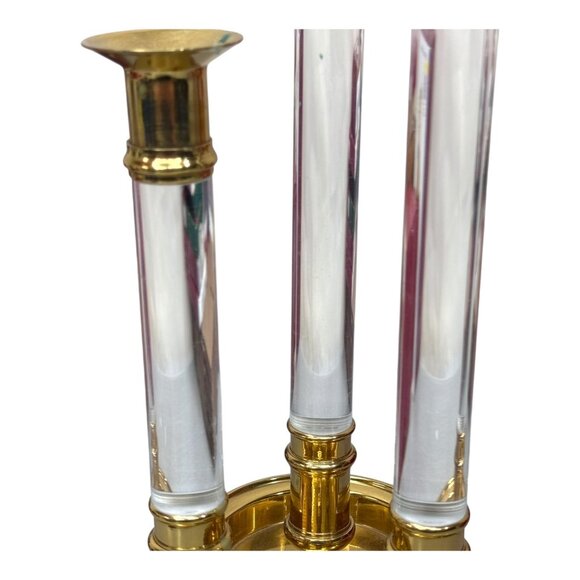 Ethan Allen 2 Vintage Lucite Brass Graduated Candle Holder Pair MCM Modernist - Picture 4 of 8
